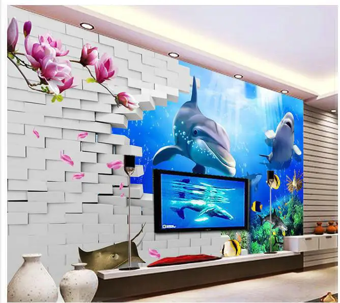 New large wallpaper Custom Underwater World 3D stereo mural wall paper papel de parede stickers Free shipping8712 | Обустройство дома