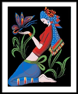 Китайский этнический таможенный рисунок персонаж Печатный Узор Набор для вышивки крестиком DMC Набор для вышивки крестиком DIY 11CT - Цвет: E 57x71cm