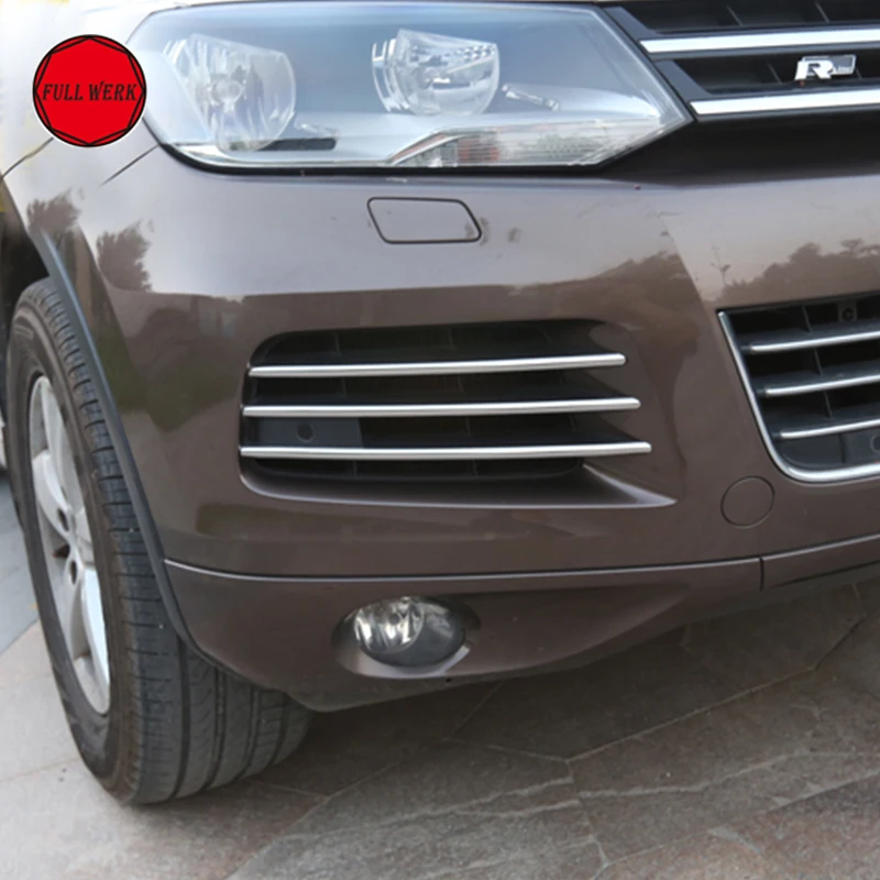 Comprar Lámpara de luz antiniebla delantera de acero inoxidable cubierta adhesiva para VW Touareg 2011 2015 accesorios de decoración de luz antiniebla estilo de coche