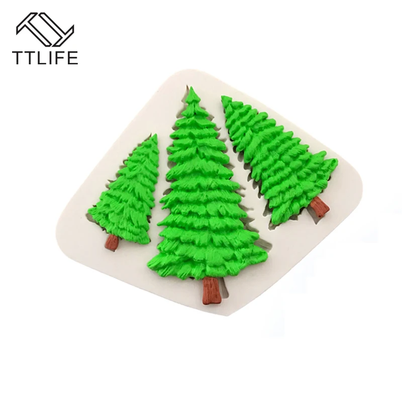 

TTLIFE Christmas Tree Liquid Silicone Chocolate Mold Fondant Cookie Mould Sugarcraft Jelly Baking Dishes Ice Cube Tray Bake Pan