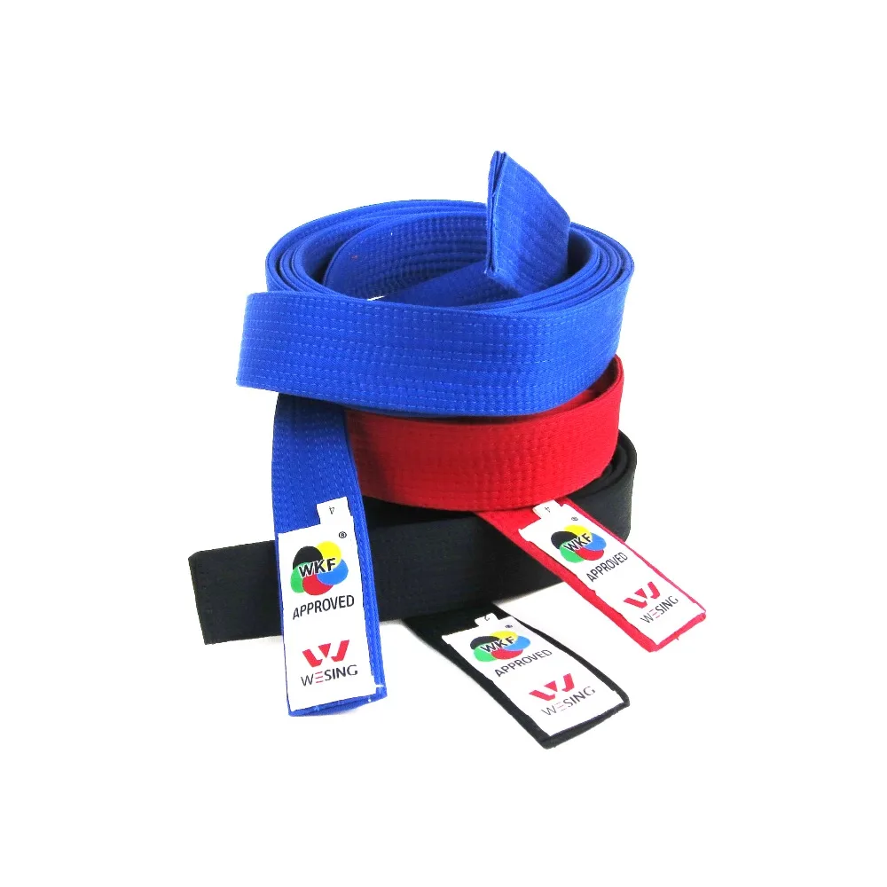 Wesing WKF Сертифицированный телефон 100% хлопок синий красный черный пояс каратэ|karate