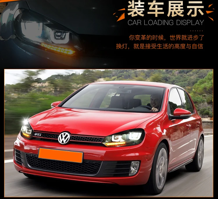 KOWELL автомобильный Стайлинг для VW Golf 6 для Mk6 фара R20 светодиодный DRL движущийся сигнал H7 D2H HID Bi Xenon