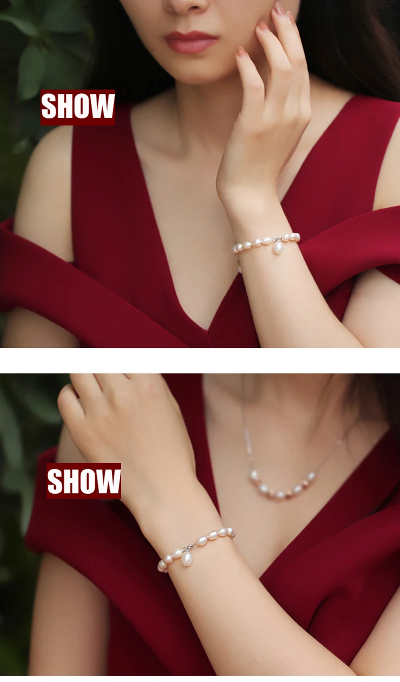 Модные браслеты с натуральным пресноводным белым жемчугом 925 пробы серебряные женские свадебные ювелирные изделия классические простые жемчужные украшения