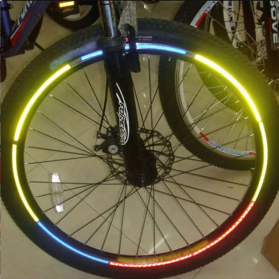 16 tiras de bicicleta pegatina Pegatinas reflectantes de motocicleta bicicleta reflectante cinta etiqueta engomada de rueda de bicicleta accesorios