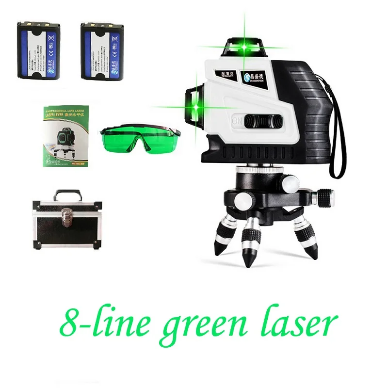 3D 12 линий красный зеленый лазерный уровень Мощный нагрев с литиевой батареей самонивелирующийся 360 4 Горизонтальный и 8 вертикальный крест - Цвет: 8 Green Laser