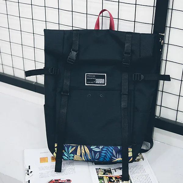 Модный двойной рюкзак на плечо для мужчин и женщин, модная сумка из ткани Оксфорд, Уникальный большой рюкзак с принтом - Цвет: black2