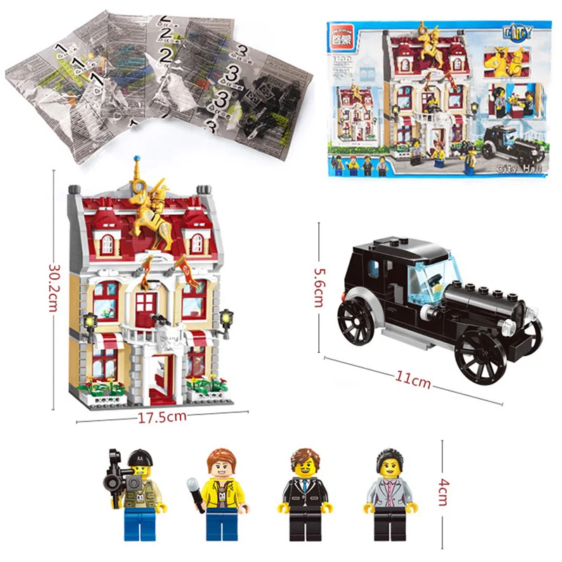 ENLIGHTEN 1130 742 шт Строительные блоки для ратуши DIY 3D сборочные кирпичи обучающие