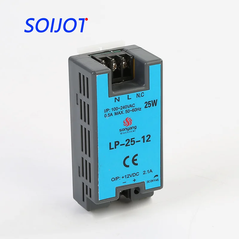 

5V 12V 24V 25W DIN rail Single Output Digital Display Guide Rail Switching power supply 110/220vac LP-25