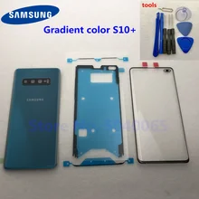 S10+ Задняя Батарейная Дверь Задняя стеклянная крышка корпуса Передняя Сенсорная панель Внешний объектив для samsung Galaxy S10 Plus G975 G975F инструмент для наклеек