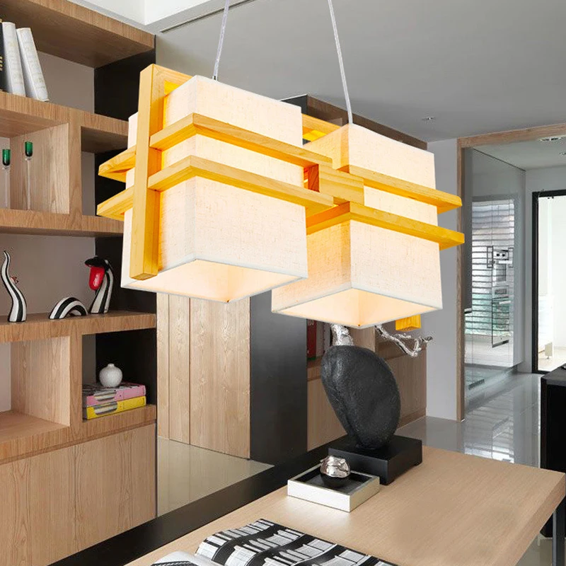 

Chinese/Japan/Korea style simple cloth wooden pendant lights for restaurant cafe shop dining/living room indoor lighting fixture