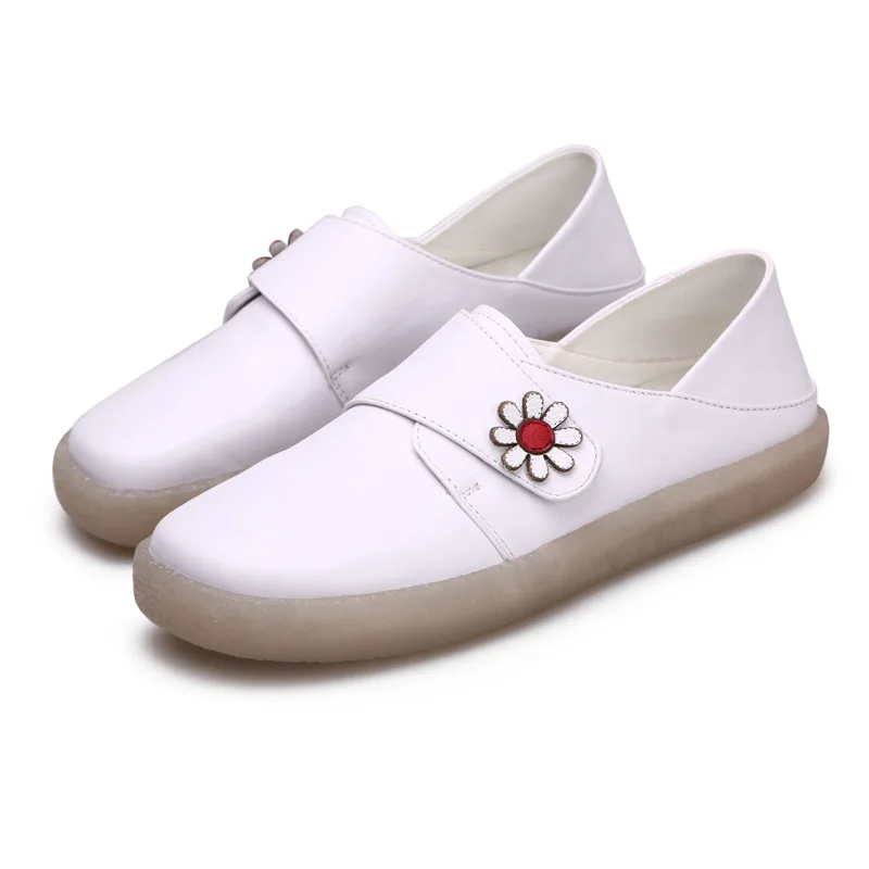 

2019 spring and autumn new women's shoes soft bottom layer leather Joker nurse shoes slip wear-resistant white shoes Yasilaiya