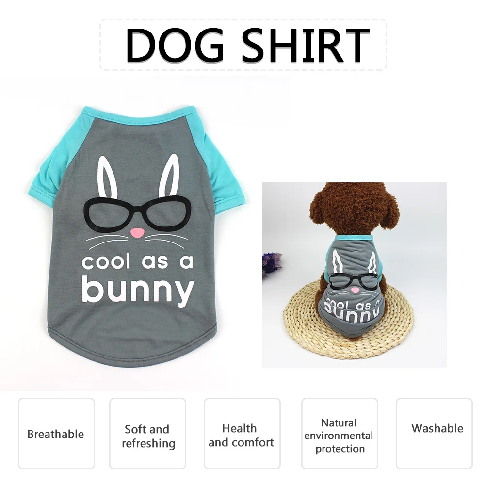 Polyester Cool Dog Clothes Casual Summer Print Dog T-Shirts For Dogs Short Sleeve Pet Clothes Newest Decoration Dog Costume