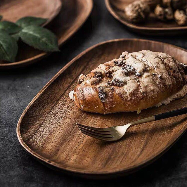 Whole Wood lovesickness Wood Irregular Oval Solid Wood Pan Plate Fruit Dishes Saucer Tea Tray Dessert Dinner Plate Tableware Set 3