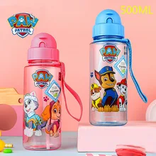 Подлинный Щенячий патруль, Детская школьная соломенная бутылка для питьевой воды, Тритан, Щенячий патруль, на присоске, 500 мл, лучшая игрушка для детей