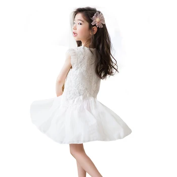 

Girls Princess Dresses Summer 2018 New Mesh Patchwork White Kids Girl Lace Party wedding Dress Children Clothes 3 6 8 10 11Years