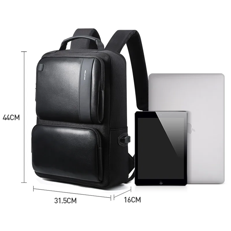 Mochila para ordenador portátil de 15,6 pulgadas de estilo coreano BOPAI mochila de viaje de 14 pulgadas impermeable mochila para hombre mochila negra
