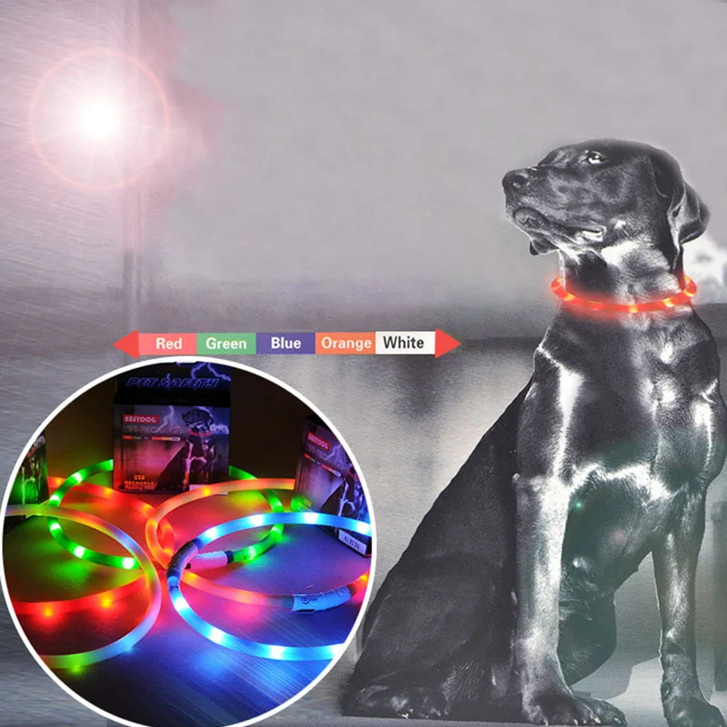 USB Rechargeable Flashing Dog Collars Luminous Led Light USB Charging