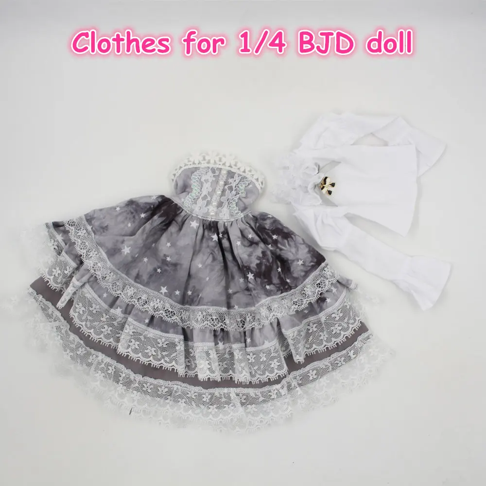 

1/4 BJD Doll 45cm Jiont Body Clothes Grey Skirt Lady Princess Outfit Forturn Days Special Offer Free Shipping