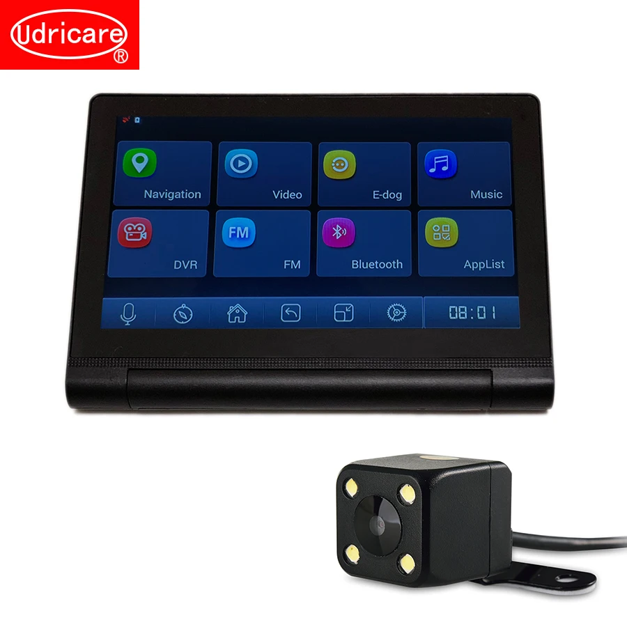 Udricare 7 inch GPS Navigation Android WiFi GPS DVR 16GB Quad core Dash Camera Video Recorder