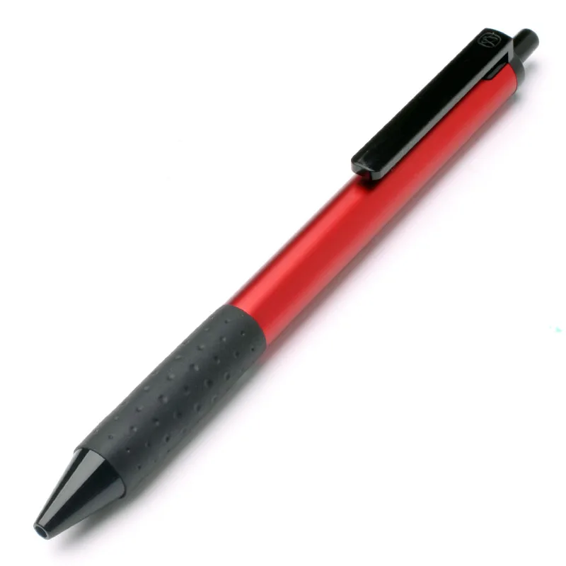 Выдвижные гелевые ручки Kaco, металлический корпус, черный зажим, гладкие чернила для письма, черные чернила, 0,5 мм, черные, синие, красные ручки, школьные офисные принадлежности - Цвет: Красный
