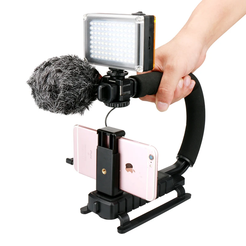 

Ulanzi U-Grip Smartphone Video Grip Kit with BOYA BY-MM1 Microphone 96 LED Video Light Battery Universal Phone Clip for iPhone 7