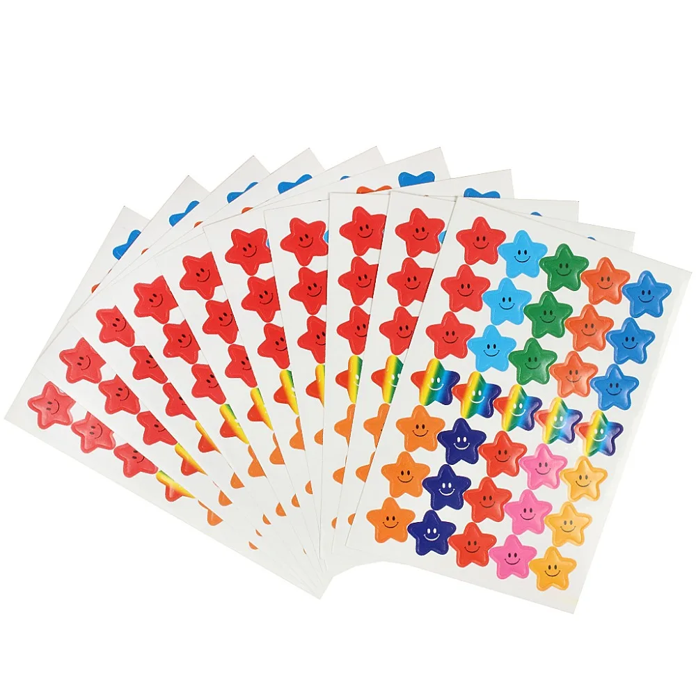 Happy Face Stickers And Smiling Star Stickers 20 Sheets 1390 Pcs Colorful Award Stickers For Teacher Parents Kids Incentive Decorative Stickers For Books Crafting Artworks (3)