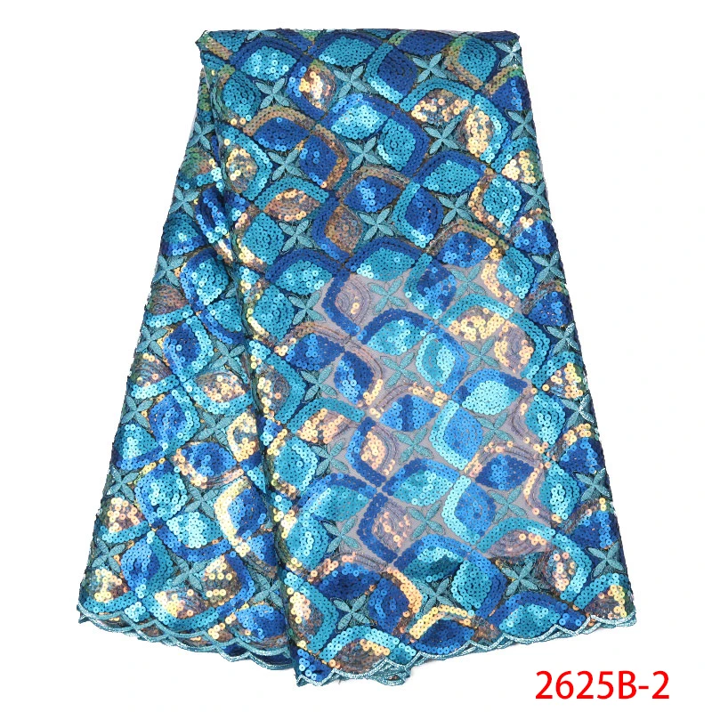 Африканская кружевная ткань Высококачественная кружевная французская сетка с блестками вышитая кружевная тюль ткань для свадебного платья KS2625B-1