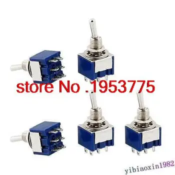 

50 Pcs Blue Metal Plastic AC 250V 3A ON-ON 2 Position DPDT Mini Toggle Switch