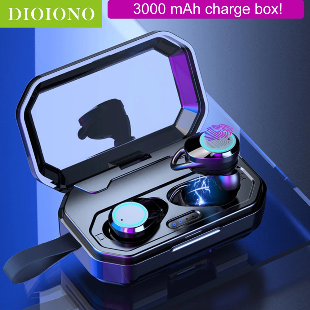 DioIono Bluetooth 5 0 TWS беспроводные наушники IPX7 Водонепроницаемая гарнитура с сенсорным