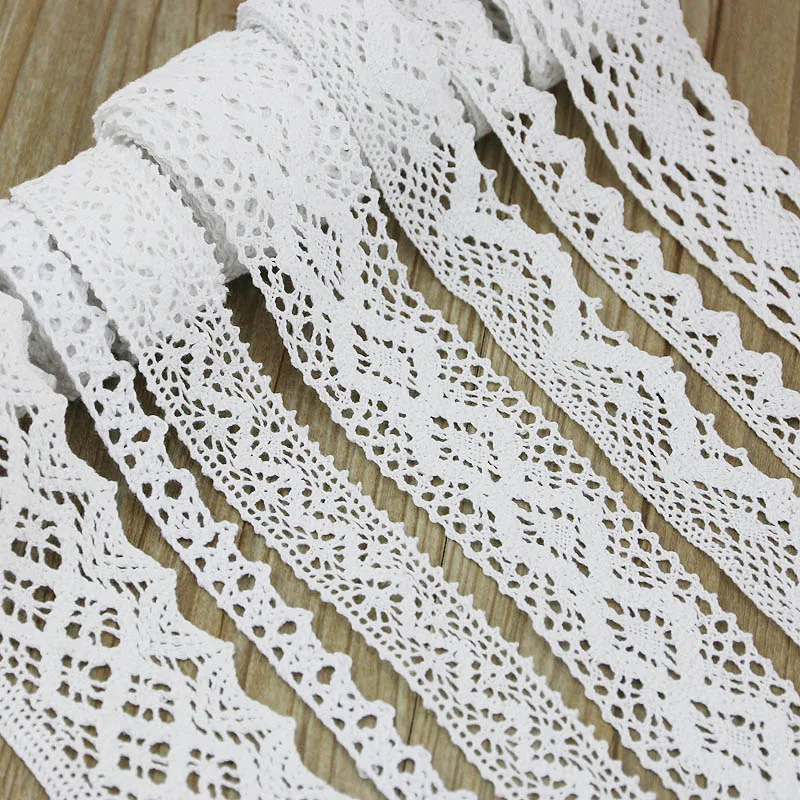 5 meters/roll) White Cotton Embroidered Lace Net Fabric Trim DIY Sewing Handmade Craft Ribbon Materials