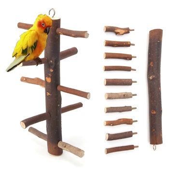 

Funny Parrot Bird Wooden Rotate Ladder Stand Play Toys Hamster Cage Climbing New birds accessoires
