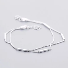 Двухслойные женские браслеты с геометрическим узором, 925 пробы и серебряными вставками SBR138