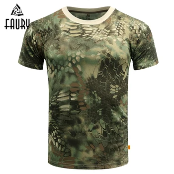 

Men's Summer Military Uniform Summer Military T-shirt Breathable O Neck Army Green Tactical Combat Tops Dry Camo Camp Clothes