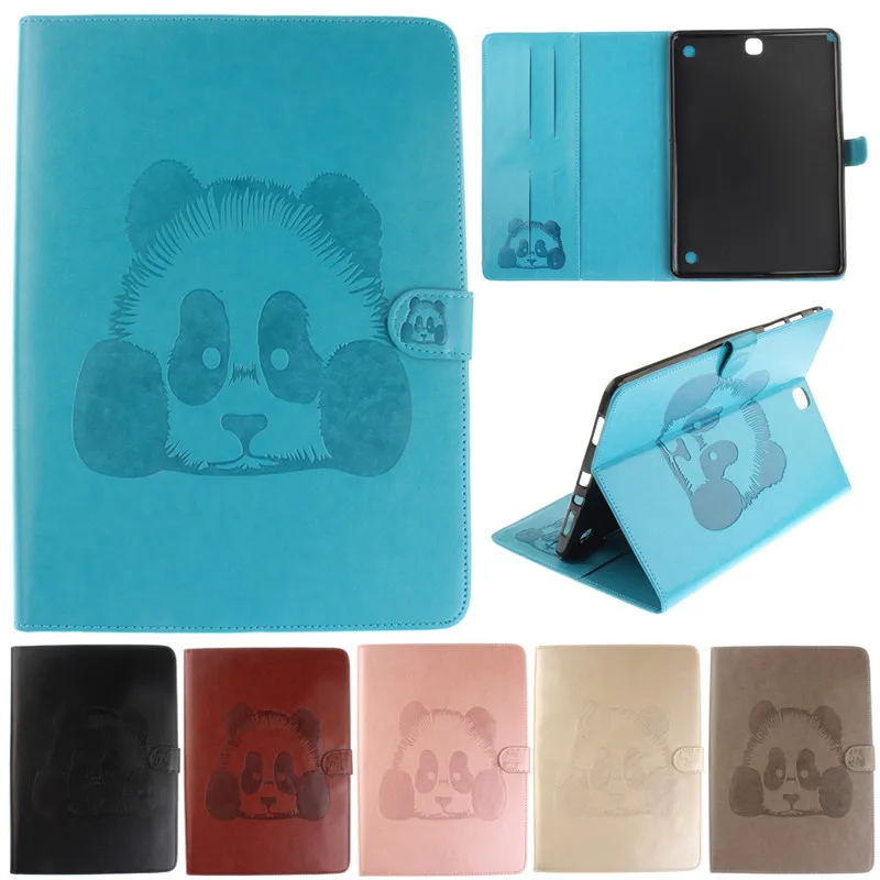 

Cartoon Panda Pattern Leather Flip Wallet Tablet Case For Samsung Galaxy Tab A 9.7" SM-T550 T551 T555 cover Coque With Holder