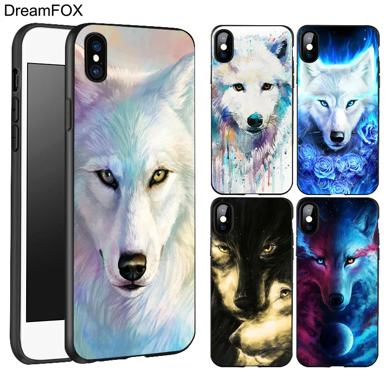 Beste DREAMFOX L611 Wolf En Leeuw Zwarte Zachte TPU Silicone Case Cover Voor Apple iPhone XR XS Max X 8 7 6 6 s Plus 5 5 s 5g SE