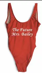 "Будущее Mrs. бейли "Для женщин сексуальное боди Летние Купальники комбинезон с высокой купальный костюм монокини комбинезон Бесплатная