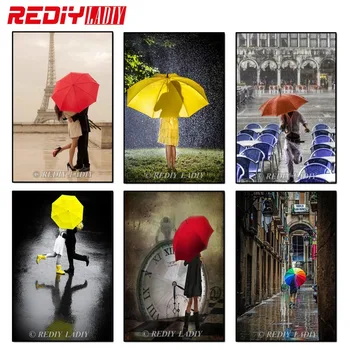 

REDIY LADIY 5D Diamond Painting Cross Stitch Diy Diamond Embroidery Under the Umbrella Diamond Mosaic Picture Home Decor Gift