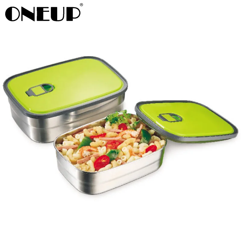 ONEUP нержавеющая сталь Ланч-бокс студенческий Bento box уплотнение с крышкой миска для свежей еды герметичный контейнер для хранения продуктов