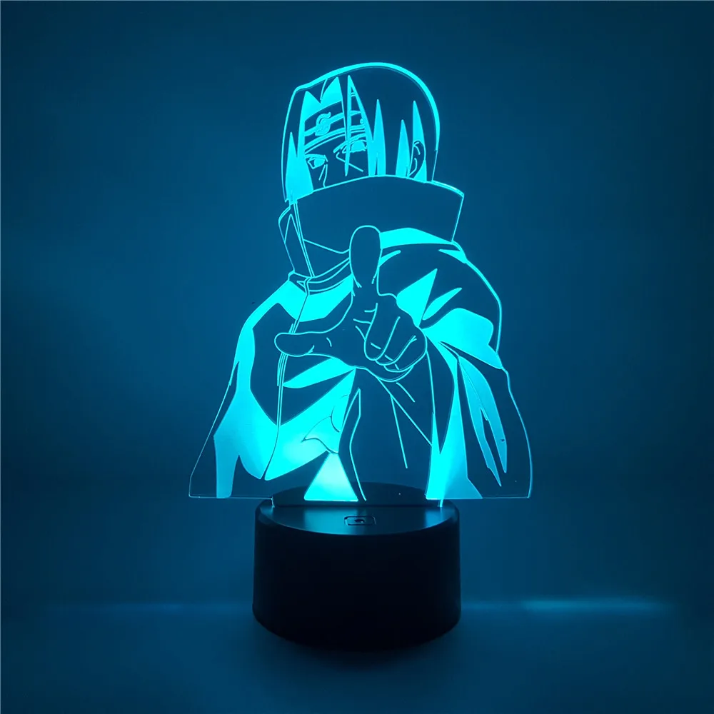 Фигурка Наруто Uchiha Itachi светодиодный 3D ночник изменяющийся акриловый визуальная