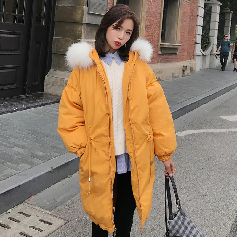 #*Cheap 2019 Plus Size Women Coat Winter Thicken Hooded Fur Collar Coat Warm Loose Long sleeve Female Jacket cc50