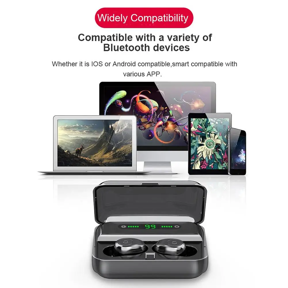 F9 Bluetooth 5,0 наушники TWS беспроводная гарнитура с цифровым дисплеем зарядный чехол Мобильная мощность стереонаушники Bluetooth