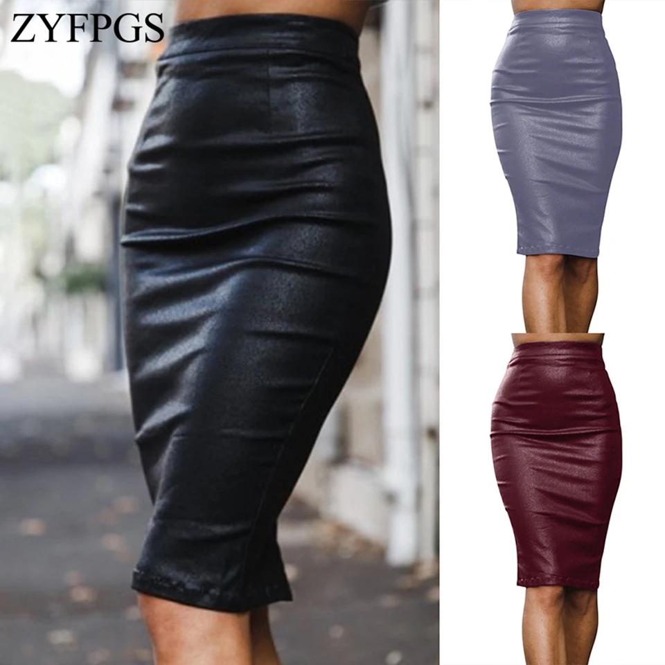 ZYFPGS 2018 зимний топ женские короткая юбка кожа ткань модные классические однотонные на молнии удобные продажи пикантные тонкий Лидер продаж