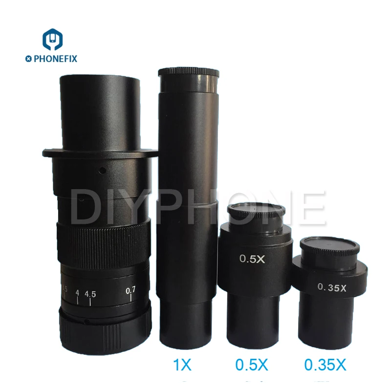  PHONEFIX 1.0X 0.5X 0.35X C-mount Glass Lens Adapter 0.7X~4.5X Magnification For Industry Microscope