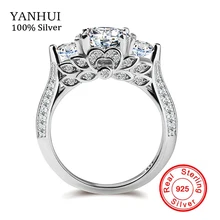 Sello original de plata s925 anillos de flores set sona anillos de compromiso cz diamant 925 anillos de bodas de plata para las mujeres zr066