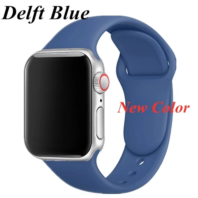 Band Für Apple Uhr Serie 3 2 1 38 MM 42 MM Weiche Silikon Atmungsaktive Ersatz Strap Sport Schleife für iwatch serie 4 40 MM 44 - Band Color: Delft Blue