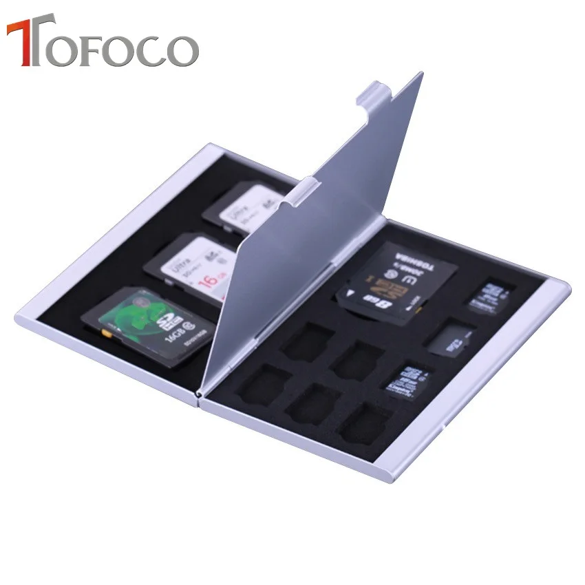 2017 TOFOCO Aluminium Alloy Micro for SD MMC TF Memory Card Storage Box Protecter Case 4x for SD Card 8 x Micro SIM Card