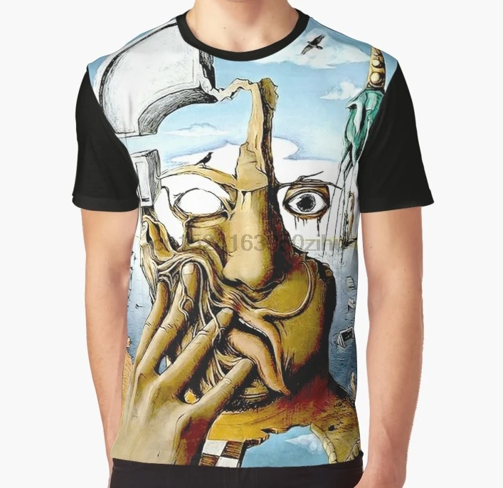 

All Over Print T Shirt Men Funny tshirt SELF PORTRAIT Abstract Salvador Dali Print Graphic T-Shirt
