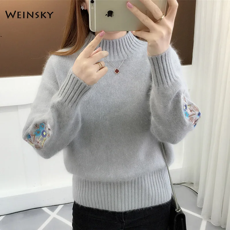 

Women Knitted Sweater And Pullovers Full Sleeve Ladies Korean Style Fashion Turtleneck Sweaters Winter And Autumn 2019 New