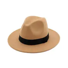 Wide Brim Autumn Female Fashion Top hat Jazz Cap Winter Fedora Hat artificial wool felt Caps 2018 New Arrival Black Hats For Wom Wide Brim Autumn Female Fashion Top hat Jazz Cap Winter Fedora Hat artificial wool felt Caps 2018 New Arrival Black Hats For Wom