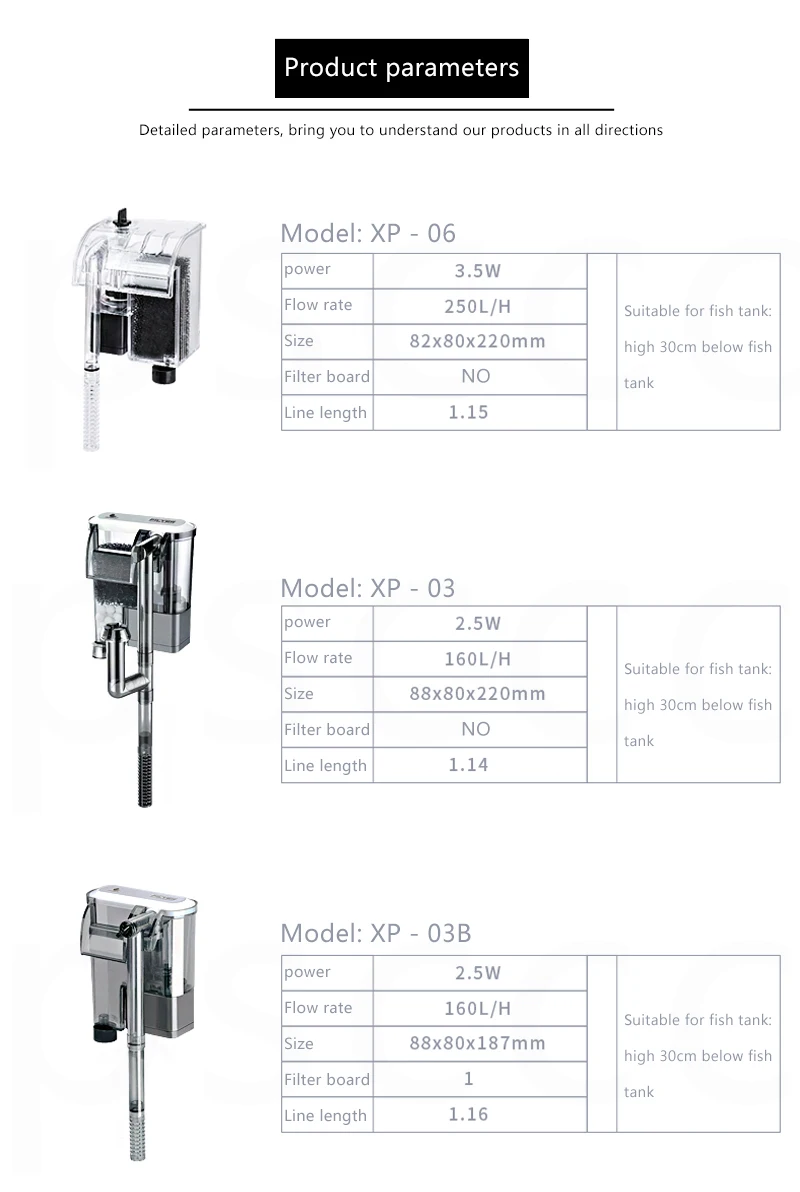 Аквариум Submersibl 3-в-1 внешний висит Мощность фильтр XP-05/09/11/13 водопад внешний аквариумный воздушный насос